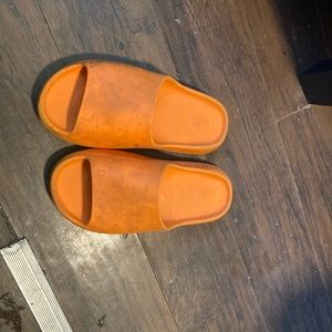 Orange Yeezy slides